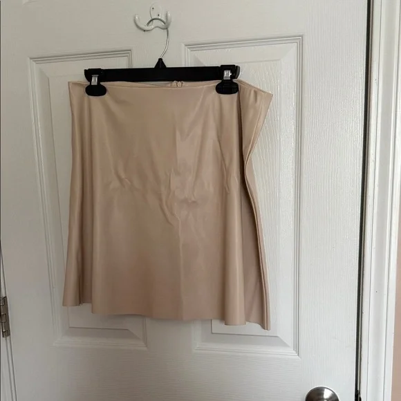 Cream Faux Leather Mini Skirt - Picture 1 of 3